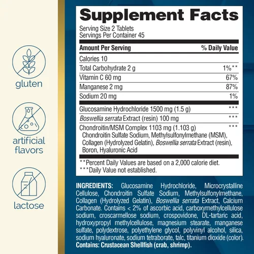 Miniatura 5 de Nature's Wonder Glucosamina Condroitina de Triple Fuerza con MSM y Ácido Hialurónico y Boswellia para la Salud de las Articulaciones, Apoya