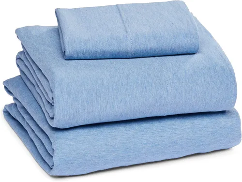 Miniatura 27 de Amazon Basics Cotton Jersey - Juego de sábanas de 4 piezas, tamaño King, color azul cambray, sólido Chambray