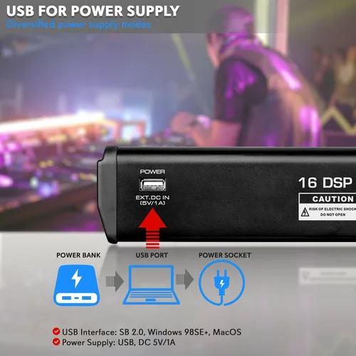 Miniatura 3 de Mezclador de audio Bluetooth profesional Pyle DJ - Mezclador de sonido con controlador DJ de 6 canales con DSP, 16 efectos preestablecidos, interfaz