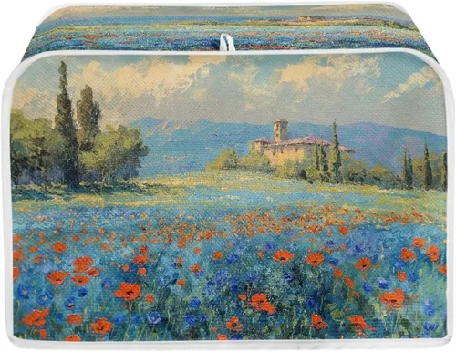 Miniatura 11 de Daisy Print 2 Slice Tostador Cover White Anti-Sputtering Pan Tostador Cover Cover Cover Dust Cover Pequeño Protector Lavable Electrodomésticos
