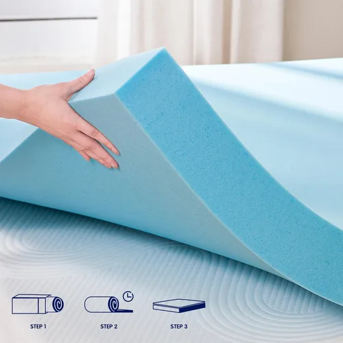 Miniatura 2 de Subrtex Cubrecolchón de espuma viscoelástica, cubrecolchón de espuma viscoelástica con infusión de gel de 3 pulgadas, cubrecolchón de espuma