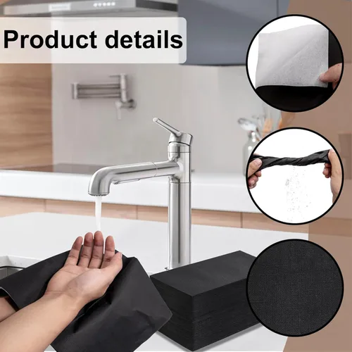 Miniatura 8 de WDF Paquete de 150 servilletas de papel negro – Servilletas negras desechables de alta calidad, suaves y absorbentes, para Año Nuevo, boda