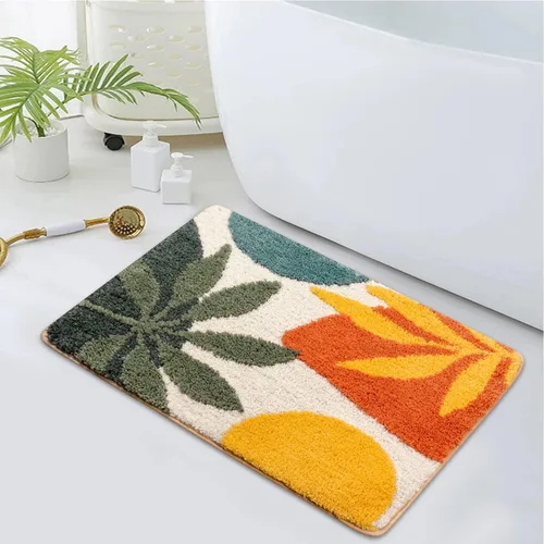 Miniatura 17 de Uphome Tapetes de baño para baño, 18 x 26, diseño floral, moderno, antideslizante, suave, lavable a máquina, absorbente, de secado rápido, tapete