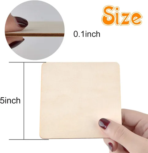 Miniatura 2 de 60 piezas de 5 pulgadas de madera sin terminar cuadradas en blanco de madera natural rebanadas de madera para manualidades, manualidades, decoración
