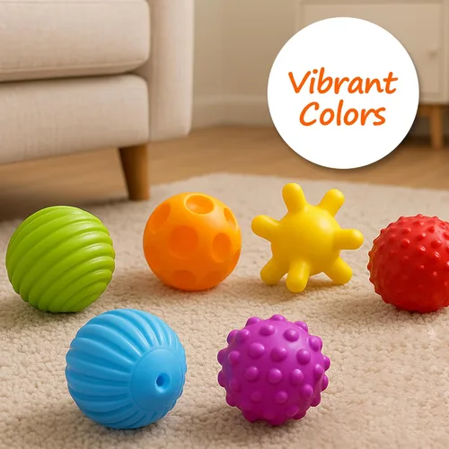 Miniatura 8 de Bolas de bebé para niños pequeños de 1 a 3 años, juguetes de baño para bebés de 6 a 12 meses, juego de bolas sensoriales suaves para bebés, set
