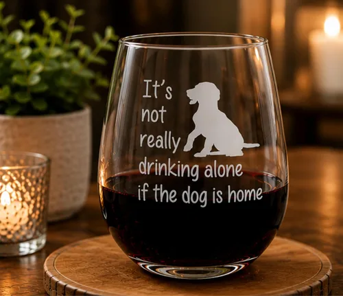 Miniatura 2 de C M El perro está en casa, divertida copa de vino sin tallo para él, ella, esposa, marido, amigo, lindo regalo de perro para hombres y mujeres - 17
