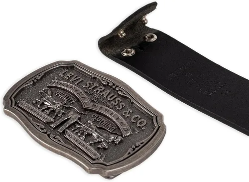 Miniatura 5 de Levi's Cinturón de mezclilla para hombre con hebilla de placa extraíble
