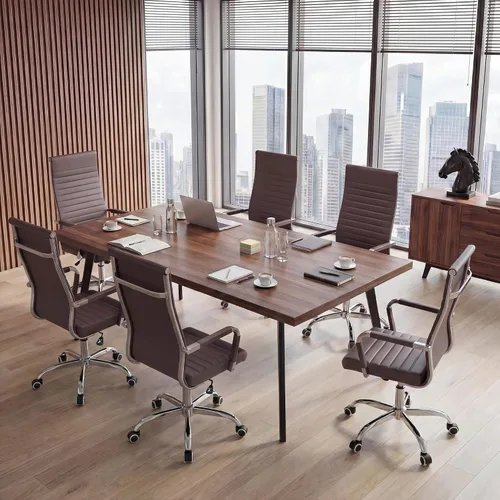 Miniatura 9 de Furmax Silla de oficina acanalada, respaldo alto, silla ejecutiva de conferencias ejecutiva, silla giratoria ajustable con brazos