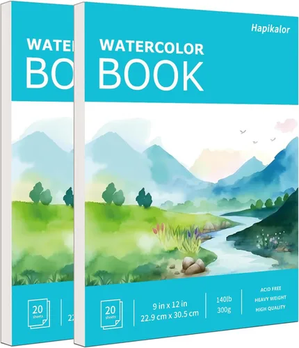 Miniatura 13 de Hapikalor Bloc de Papel de Acuarela, Papel de Acuarela de 9"x12", Libro de Papel de Dibujo y Pintura de Artista de 140lb/300gsm, Suministros de Arte