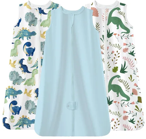 Miniatura 35 de TotAha Saco de dormir para bebés de 6 a 12 meses, paquete de 3, saco de dormir transpirable para bebé, niña, niño, manta usable con cremallera Azul