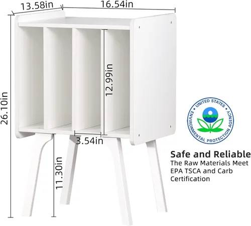 Miniatura 2 de LELELINKY - Soporte para tocadiscos, mesa de almacenamiento para discos de vinilo con 4 gabinetes, almacena hasta 100 álbumes, moderna mesa
