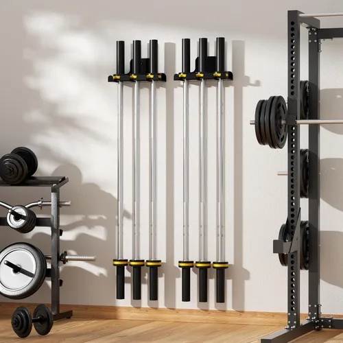 Miniatura 3 de JNIHEEP Colgador de Barra Olímpica, Estante de Barra de Gimnasio para Garaje, Estante de Montaje Vertical para Barras, Recubierto en Polvo Negro