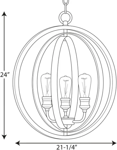 Miniatura 4 de Progress Lighting P500093-143 Conestee - Colgante de tres luces, color negro
