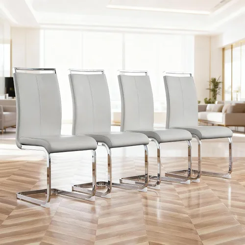 Miniatura 35 de Juego de 2 sillas de comedor modernas con esponja de alta densidad tapizada y patas de metal, sillas para comedor, sillas de comedor de piel