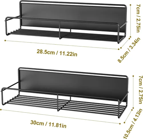 Miniatura 6 de Mystozer Paquete de 2 organizadores magnéticos para especias, ahorro de espacio para refrigerador y horno microondas, estante magnético