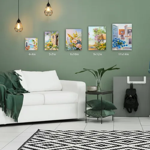 Miniatura 5 de Fixwal Tableros de lienzo para pintura, paquete de 18 lienzos de pintura artística, paquete múltiple de 4 x 4, 5 x 7, 8 x 10, 9 x 12, 11 x 14