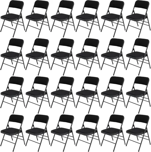 Miniatura 22 de Paquete de 4 sillas plegables negras con cojín acolchado de tela, juego de sillas de comedor de tela, sillas plegables apilables portátiles