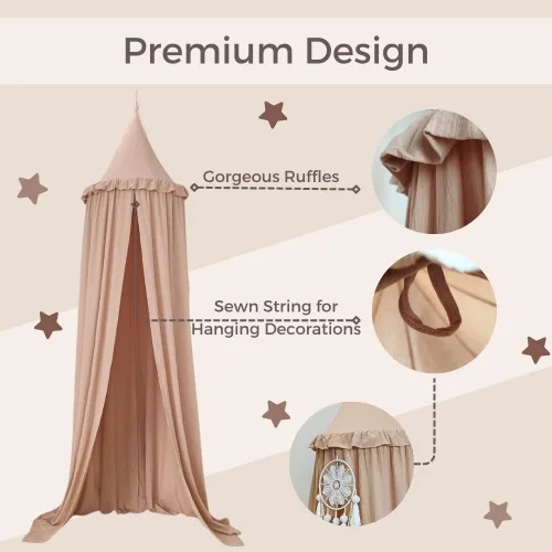 Miniatura 3 de Wonder Space Dosel para cama infantil con volantes, color neutro pastel para niños y niñas, tienda de algodón con volantes para habitación de bebé