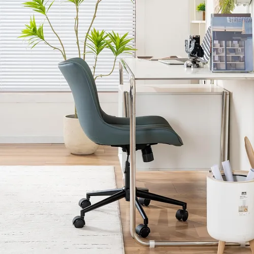 Miniatura 8 de YOUNIKE Silla de Oficina sin Brazos Silla de Escritorio con Ruedas, Silla de Trabajo para Computadora de Oficina en Casa, Silla de Tocador Moderna