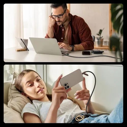 Miniatura 8 de MFish Cable de carga rápida 4 en 1, 6.6 pies 240 W PD 3.1 USB-A/USB-C a USB-C e Lightning, cable de carga múltiple de silicona con funda, compatible
