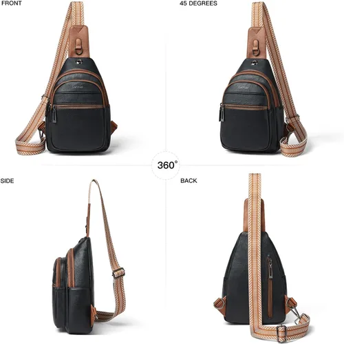 Miniatura 7 de Sling Bag For Women Faux Leather Small Casual Daypack Backpack Fanny Pack Crossbody Chest Bags Purse