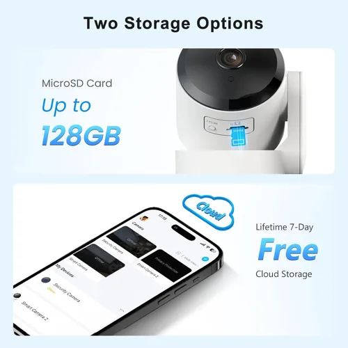 Miniatura 7 de AMOROM Cámara de seguridad para interiores 360° con panorámica/inclinación, monitor para mascotas, perros y bebés, visión nocturna HD 1080P