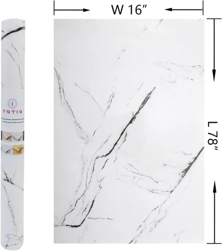 Miniatura 7 de TOTIO Papel de Contacto de Mármol Blanco Papel Pintado Texturizado de Granito Blanco Papel de Contacto de Encimera de Despegar y Pegar Papel