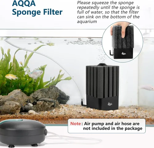 Miniatura 2 de AQQA Filtro de Acuario Filtro de Esponja para Tanque de Peces Filtros Sumergibles Silenciosos para Acuario Filtro de Espuma para Agua Dulce y Salada