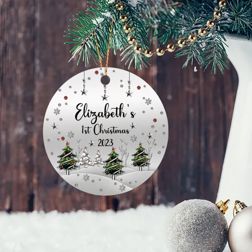 Miniatura 5 de Adorno impreso de la primera Navidad del bebé 2025, adorno de árbol de Navidad para bebé, adorno personalizado de primera Navidad para el nuevo