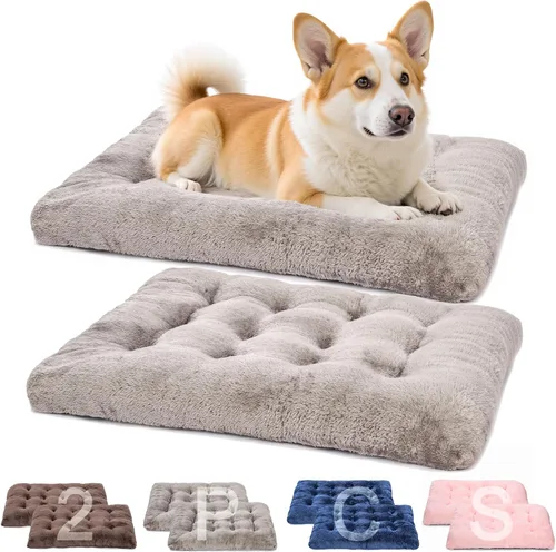 Miniatura 9 de POMIU Paquete de 2 camas lavables para perros, camas de felpa de lujo con antideslizante, lavable a máquina, tapete para dormir para perros grandes