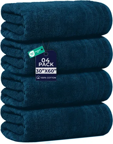 Miniatura 37 de DAN RIVER Paquete de 2 sábanas de baño de 35x70 pulgadas, sábanas de baño jumbo acanaladas para adultos, toallas grandes gruesas y absorbentes