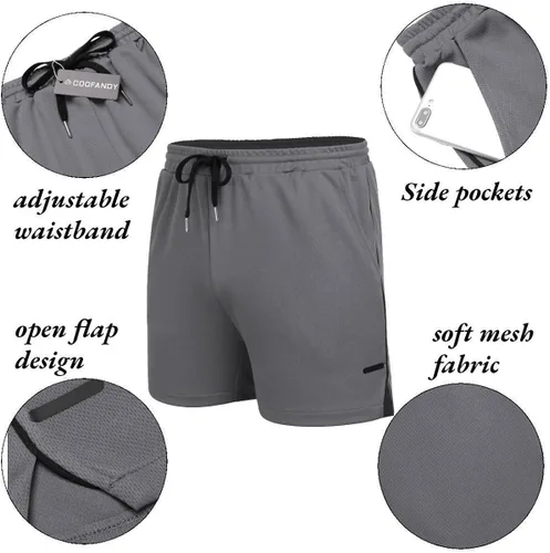 Miniatura 5 de COOFANDY Paquete de 2 pantalones cortos de entrenamiento de gimnasio para hombre de malla ligera para fisicoculturismo entrenamiento correr deportes
