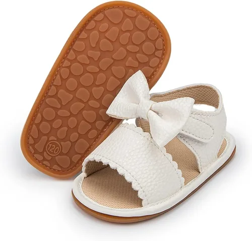 Miniatura 77 de Meckior Sandalias de verano con punta abierta y suave de piel sintética para bebés y niñas pequeñas