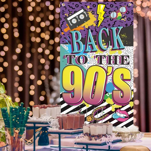 Miniatura 3 de Cartel de puerta con temática de los años 90, decoraciones de fiesta para adultos, tema de hip hop de los 90, suministros de fiesta de fondo