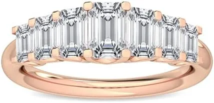 Miniatura 7 de CUSTOMIZE JEWELS 1.10 Ctw Emerald Shape White Lab Grown Diamond In 14K White Yellow Rose Gold Side Stone Engagement Ring,F-GVS1-VS2