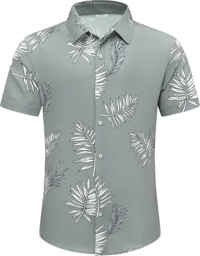 Miniatura 2 de SheLucki - Camisa hawaiana para hombre, unisex, casual, manga corta, con botones y estampado de sombra de palmeras, para el verano y la playa