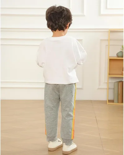 Miniatura 5 de GFQLONG Paquete de 3 pantalones deportivos elásticos con cordón para bebé, de algodón, dinosaurio, con bolsillos
