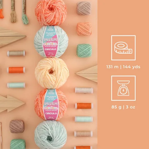 Miniatura 3 de Circulo - Hilo Amigurumi Pelucia, hilo especial de felpilla de terciopelo para amigurumi y manta, 144 yardas, peinado (1112 - crema)