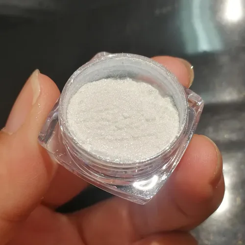 Miniatura 2 de WOKOTO Polvo de uñas de cromo perla blanca para arte de uñas, efecto espejo holográfico Aurora, polvo cromado, concha iridiscente, pigmento de arte