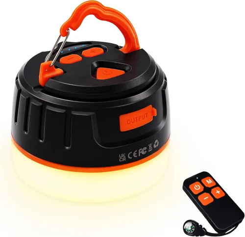 Miniatura 14 de Yonktoo Linterna de camping recargable, 300 horas de funcionamiento, 6400 mAh, IPX5 impermeable para tienda de campaña para camping, senderismo