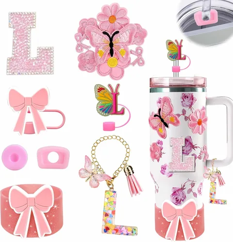 Miniatura 122 de 15 piezas de set de accesorios para vaso Stanley Cup 30oz 40oz con asa, incluye cubierta de pajita de silicona y bota, encanto de asa, encantos