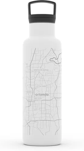 Miniatura 27 de Well Told Botella de agua aislada con mapa de Washington DC grabado, botella de acero inoxidable grabada (21 onzas, blanco) botella aislada de mapa