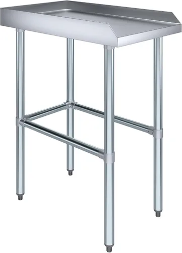 Miniatura 11 de AmGood Mesa de trabajo comercial con base abierta con salpicaduras y salpicaduras laterales, mesa de preparación de acero inoxidable para cocina