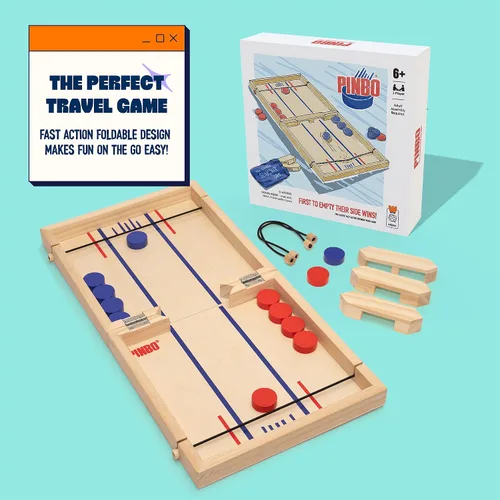 Miniatura 8 de Pinbo El juego clásico de cabestrillo Juego de mesa plegable de acción rápida para 2 jugadores de madera para niños y adultos Ideal para viajes