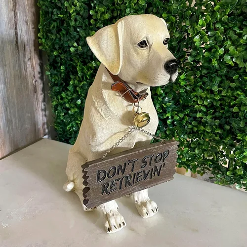 Miniatura 2 de Labrador Retriever - Estatua de jardín con letrero de bienvenida reversible, figura de perro de resina, decoración de laboratorio pintada a mano