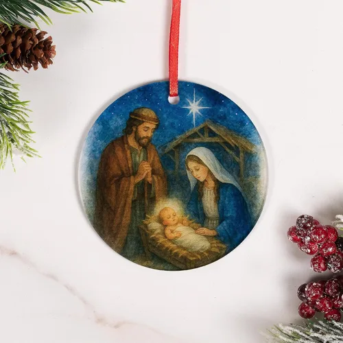 Miniatura 2 de Escena de Nacimiento de la Sagrada Familia Adorno de Acrílico - Decoración Católica y Cristiana para Navidad - Estrella de Belén, Adornos