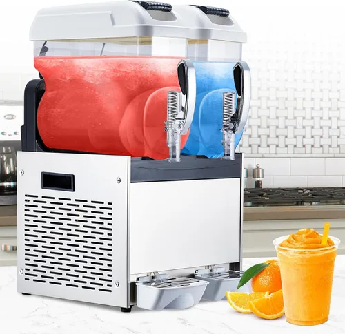Miniatura 12 de Máquina comercial de granizado 12l 2 tanque 700w máquina congelada bebida, acero inoxidable Margarita vino Slush & Smoothies máquina para Negro