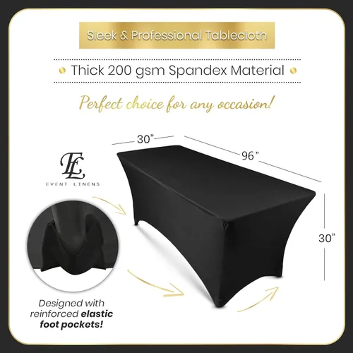 Miniatura 2 de Mantel rectangular de lino de elastano de 8 pies, funda ajustable para mesa plegable de 8 pies, ropa de cama de boda, paños de banquete, fundas