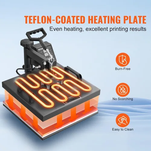 Miniatura 5 de VEVOR - Máquina de prensa de calor 8 en 1 Combo Prensa de calor de 15x15 pulgadas Máquina de transferencia de calor Prensa digital giratoria de 360
