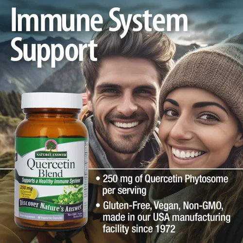 Miniatura 4 de Nature's Answer Quercetin Blend 60 cápsulas de apoyo respiratorio* Apoyo inmunológico* Sin gluten Kosher Vegetariano Vegano Sin OMG